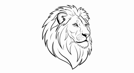 Fototapeta premium A black and white illustration of a majestic lion's head with a full mane