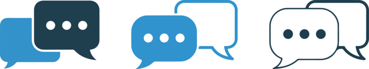 Collection of various colored speech bubbles with dots  chat icons for communication
