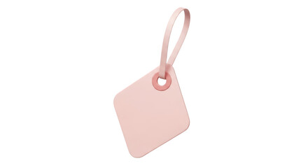 Fototapeta premium Pink leather luggage tag with strap on isolated transparent background