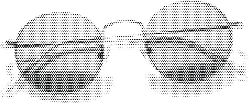 fashion object black white monochrome sunglasses glasses halftone pattern poster print