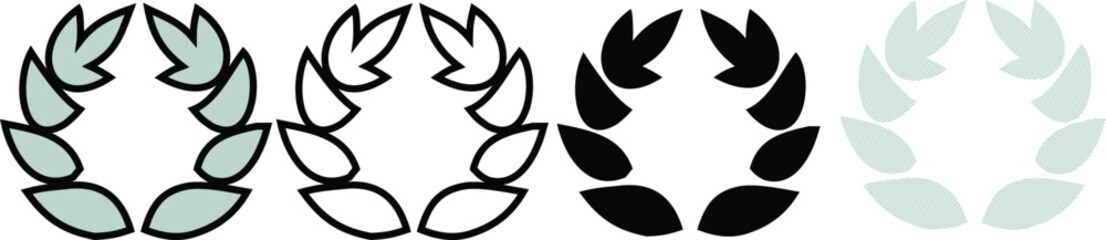 Obraz premium Laurel wreath icons set isolated on transparent background graphic elements for award and victory symbols design vector illustration