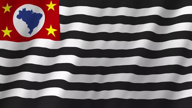 State of Sao Paulo Flag Waving, Brazil Regional Symbol, 4K Animation