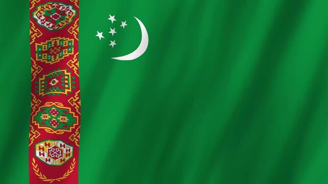 Turkmenistan National Flag Waving, Detailed 4K Silk Animation