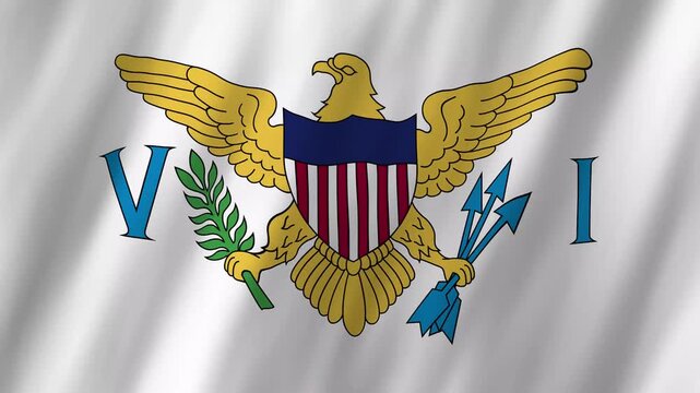 US Virgin Islands Flag Waving, USVI Caribbean Territory, 4K Animation