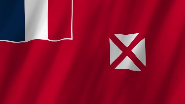 Wallis and Futuna Local Flag Waving, French Polynesia Territory, 4K Animation