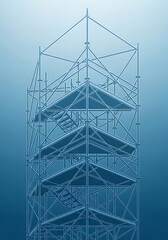 Intricate Illustration Depicting Architectural Steel Scaffolding Structure