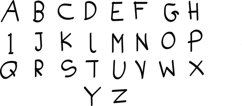 Alphabet Big hand letters in a handwritten font style