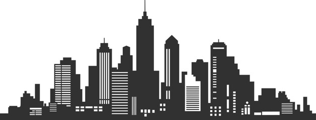 Obraz premium Modern city skyline silhouette collection featuring urban skyscrapers and metropolitan buildings for architectural design and city landscape isolated on white background
