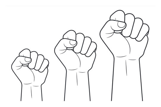 Three Fists Raised in Solidarity and Strength, Symbolizing Unity and Power