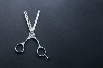 Stainless Steel Thinning Hair Scissors on black Background