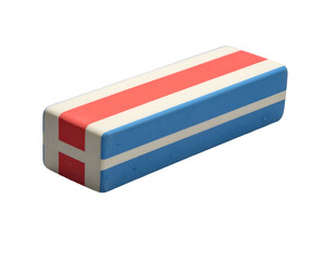 Rectangular block with red, white, and blue stripes