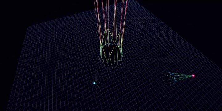 Visualizing Curvature of Spacetime animation through Gravity Warping Space around Celestial Objects
