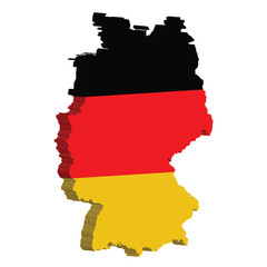 Fototapeta premium 3D Map of Germany Flag Colors with Black Red and Gold Stripes