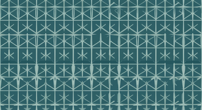 Teal geometric abstract pattern with repeating diamond and star shapes