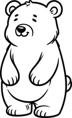 Obraz premium Cute cartoon bear illustration simple line art drawing for childrens books and logos isolated on white background