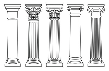 Obraz premium Ancient Greek Column Illustrations Vector Set