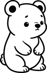 Cute cartoon polar bear cub simple outline illustration for childrens books and arctic themes isolated on white © Sumaiya