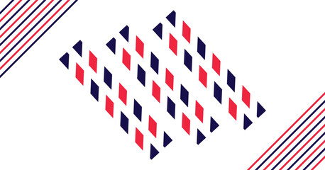 Abstract Red and Blue Diagonal Stripes Geometric Pattern on White Background