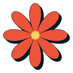 Retro 3D Flower Icon