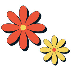 Retro Daisy Flowers Illustration