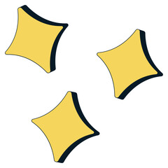 Three Yellow Sparkle Shapes