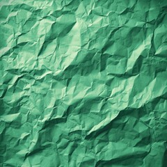 Fototapeta premium Crumpled green paper texture background with shadows and highlights
