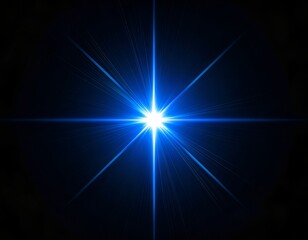 Obraz premium Bright blue starburst effect radiating from a central white point on black