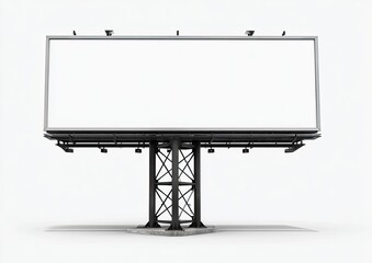 Fototapeta premium Large, blank billboard structure with white screen, set against a plain, light background