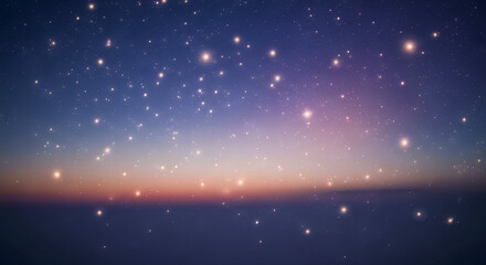 Obraz premium A starry night sky with a sunset in the background