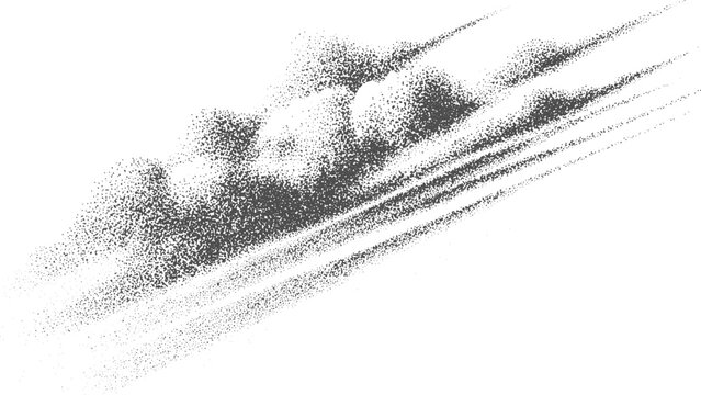 Monochrome speckled cloud background with irregular dot pattern and soft grain vector texture, Rough monochrome grain overlay with abstract grunge texture and dust effect