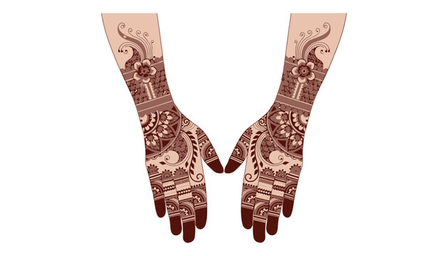 A beautiful henna design on a pair of female hands