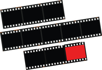 Vintage Film Strip Frames Set, Retro Photography Negative Template with Blank Movie Frames Vector Illustration Collection