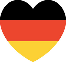 Germany heart shaped flag. Flag heart icon. German flag push button, badge, sticker.