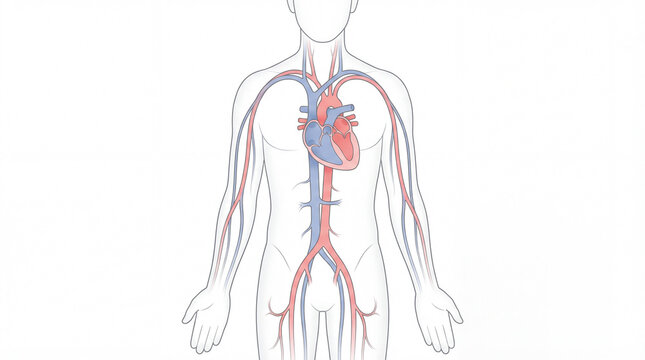 Vibrant pathways of lifeblood tracing the intricate human circulatory system