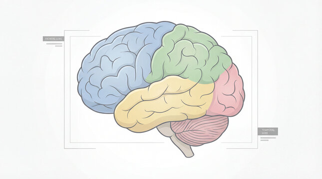 Envisioning the mind's marvel a vivid anatomical portrayal of the human brain's distinct lobes and central nervous system components