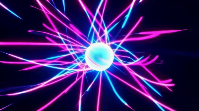 Abstract Glowing Energy Sphere with Swirling Light Trails.