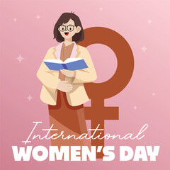 International Women's day and women history mont concept illustration banner poster