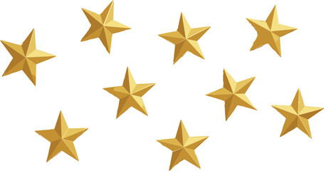 Fototapeta premium Golden 3D Star Icon Set Representing Rating, Achievement, and Quality for Digital Design