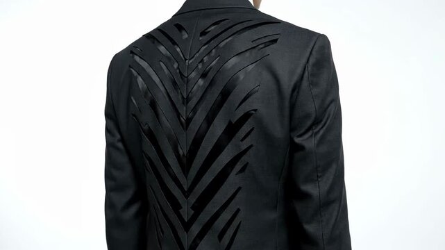 Black suit jacket with a modern textured back design