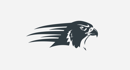 Obraz premium Stylized Falcon Head Logo, Speed Lines, Dark Silhouette