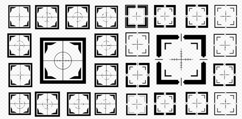 Set of various crosshair and target icons for aiming and shooting games. © Adji