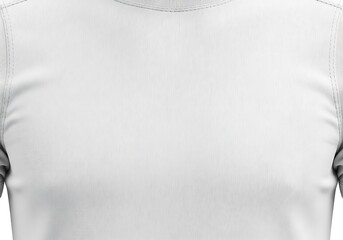 Close up of a plain white ribbed knit top with a high neckline