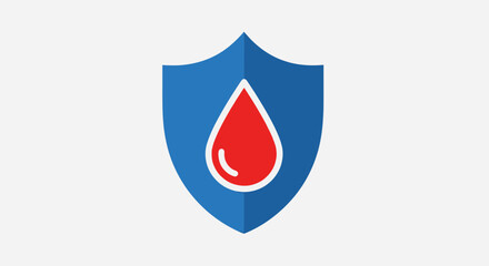 Obraz premium Blood drop shield icon, health protection concept