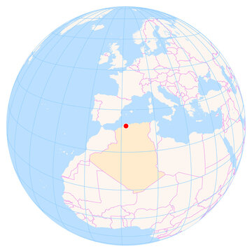 Location Map of Chlef Int. Airport (Ech-cheliff, Chlef, Algeria). IATA-code: CFK. No labels at all.