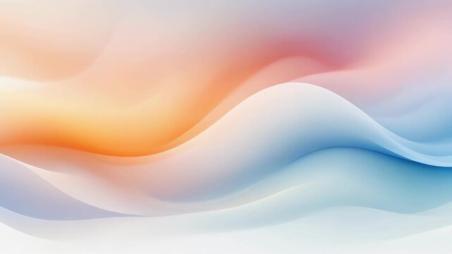 Soft pastel abstract background with smooth flowing waves in orange blue and pink tones
