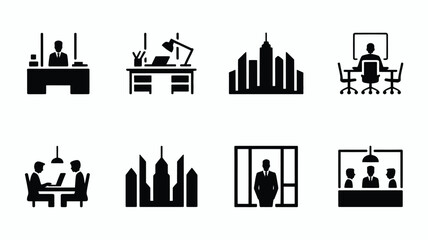 Obraz premium Business and corporate silhouettes logos and icons for companies and teamwork office work and professional communication