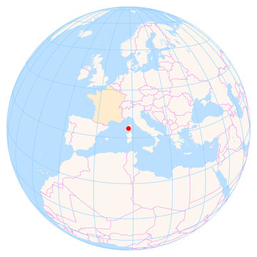 Location Map of Ajaccio Napoleon Bonaparte Airport (Ajaccio, Corse-Du-Sud, France). IATA-code: AJA. No labels at all.