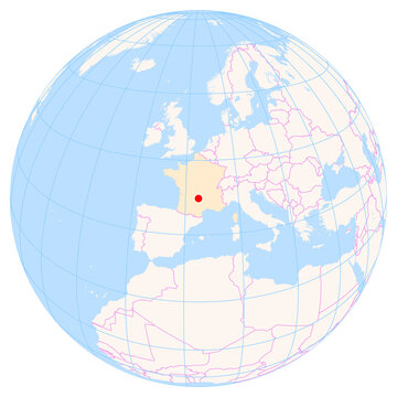 Location Map of Aurillac Airport (Aurillac, Cantal, France). IATA-code: AUR. No labels at all.