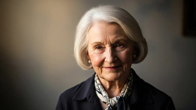 Elegant Senior Woman with Silver Hair Exuding Wisdom and Confidence, Portrait of a Mature Lady with Grace for Lifestyle and Healthcare Promotions