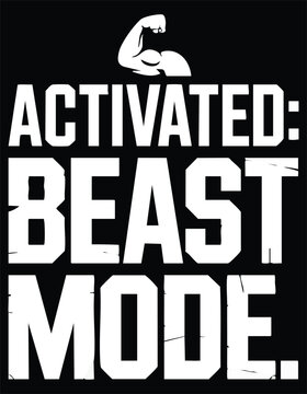 Activated Beast Mode Fitness Motivation Text vector